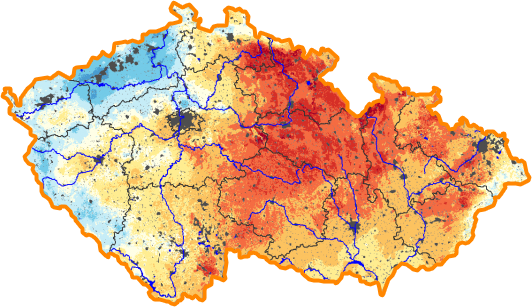 Mapy - Deficit zásoby vody v půdě