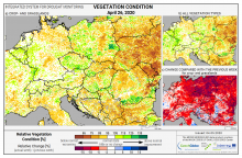 Dopady na vegetaci - Evropa - 26. duben 2020