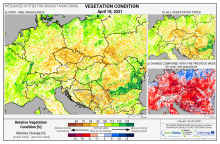 Dopady na vegetaci - Evropa - 18. duben 2021