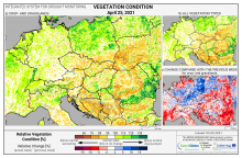 Dopady na vegetaci - Evropa - 25. duben 2021