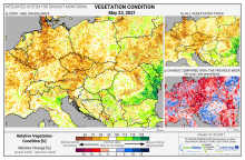 Dopady na vegetaci - Evropa - 23. květen 2021