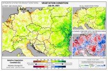 Dopady na vegetaci - Evropa - 4. červenec 2021