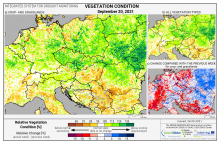 Dopady na vegetaci - Evropa - 20. září 2021