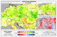 Dopady na vegetaci - Evropa - 26. září 2021