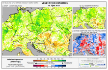 Dopady na vegetaci - Evropa - 10. říjen 2021
