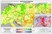 Dopady na vegetaci - Evropa - 14. listopad 2021