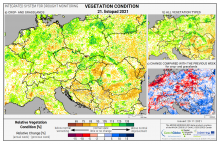 Dopady na vegetaci - Evropa - 21. listopad 2021