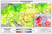 Dopady na vegetaci - Evropa - 20. březen 2022