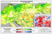 Dopady na vegetaci - Evropa - 27. březen 2022