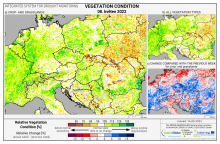 Dopady na vegetaci - Evropa - 8. květen 2022