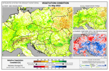 Dopady na vegetaci - Evropa - 15. květen 2022