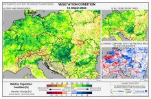 Dopady na vegetaci - Evropa - 12. březen 2023