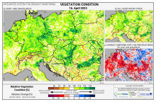 Dopady na vegetaci - Evropa - 16. duben 2023