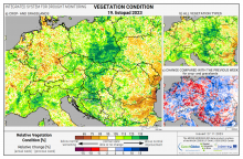 Dopady na vegetaci - Evropa - 19. listopad 2023