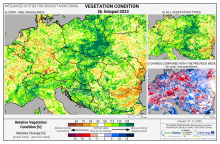 Dopady na vegetaci - Evropa - 26. listopad 2023